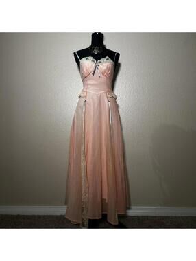 A Mon Bel Amour Peach Vintage Coquette Fairycore Princess Sylph Maxi Dress